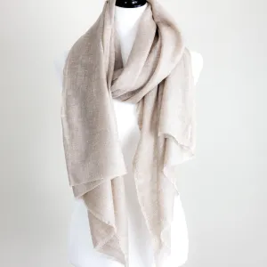 100% Pure Cashmere Scarf - Handspun Softest Pashmina Cashmere Wool Stole from Ladakh, Himalayas | Light Brown, 30x84"