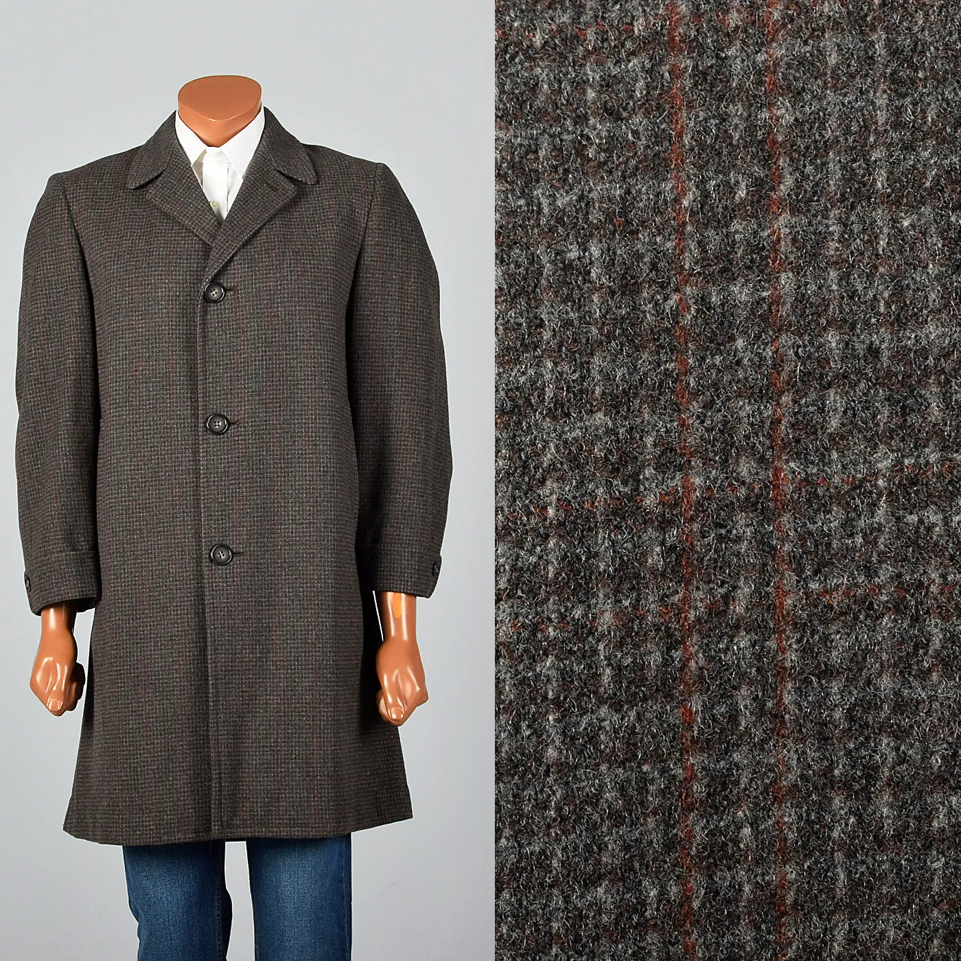 1950s St Clement Wool Coat Brown Plaid