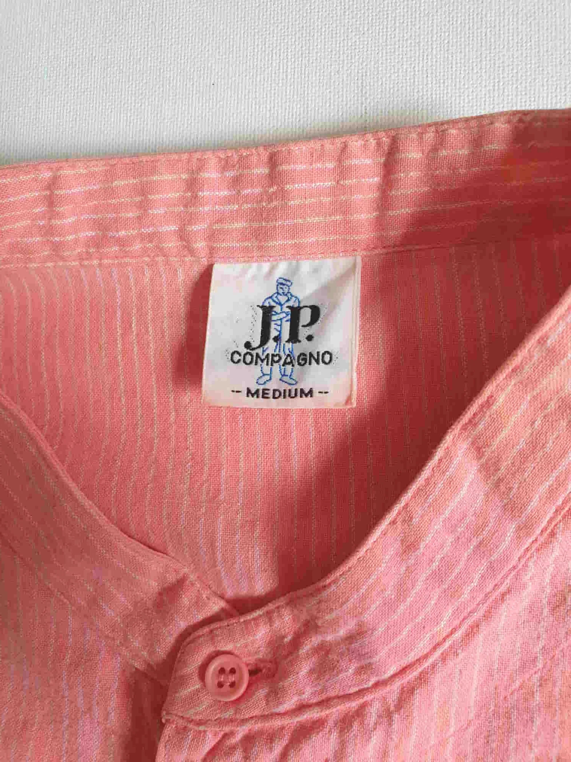 1980s Pink Cotton Band Neck Pullover Shirt by JP Compagno - Chest 102 cm