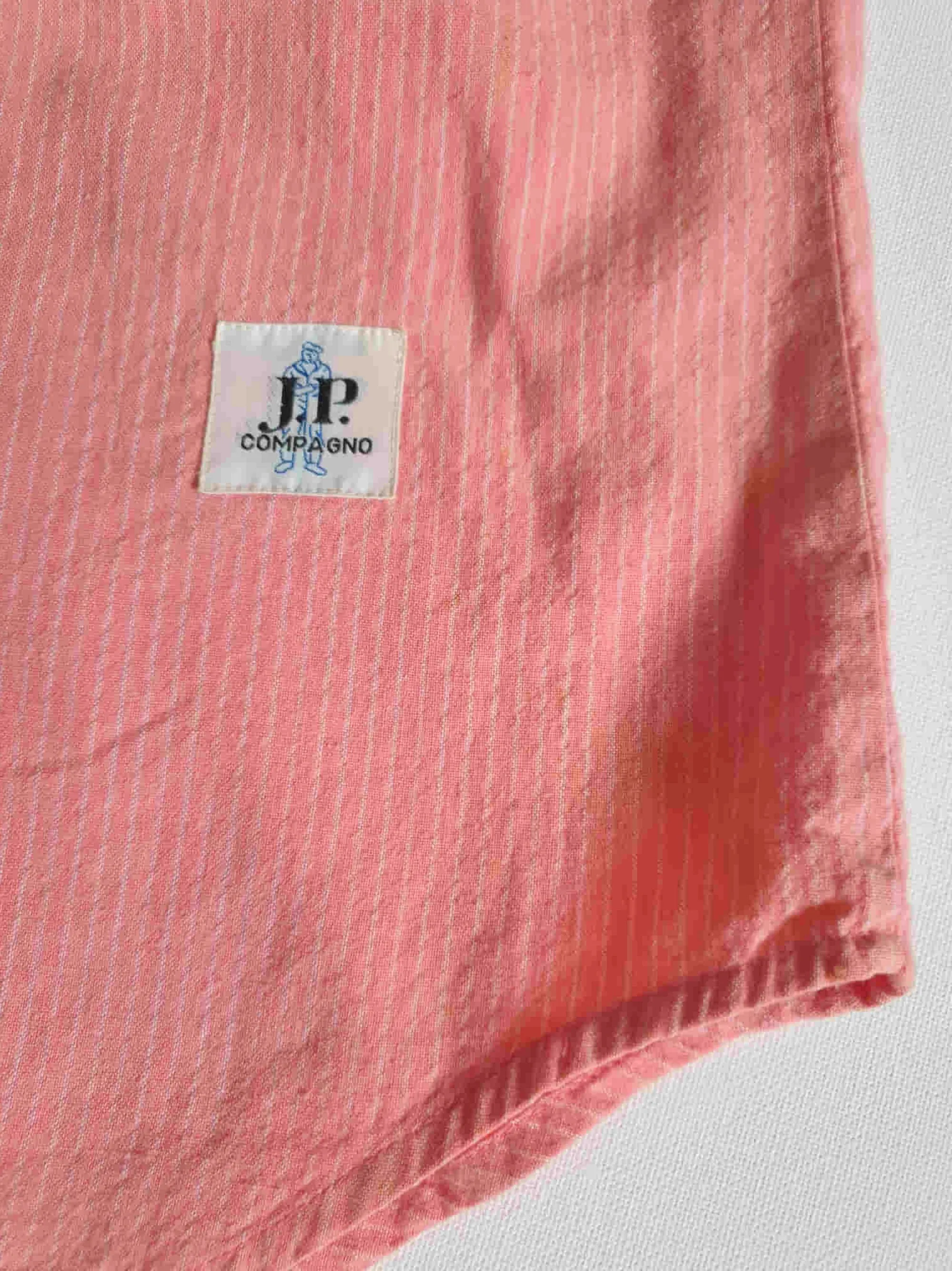 1980s Pink Cotton Band Neck Pullover Shirt by JP Compagno - Chest 102 cm