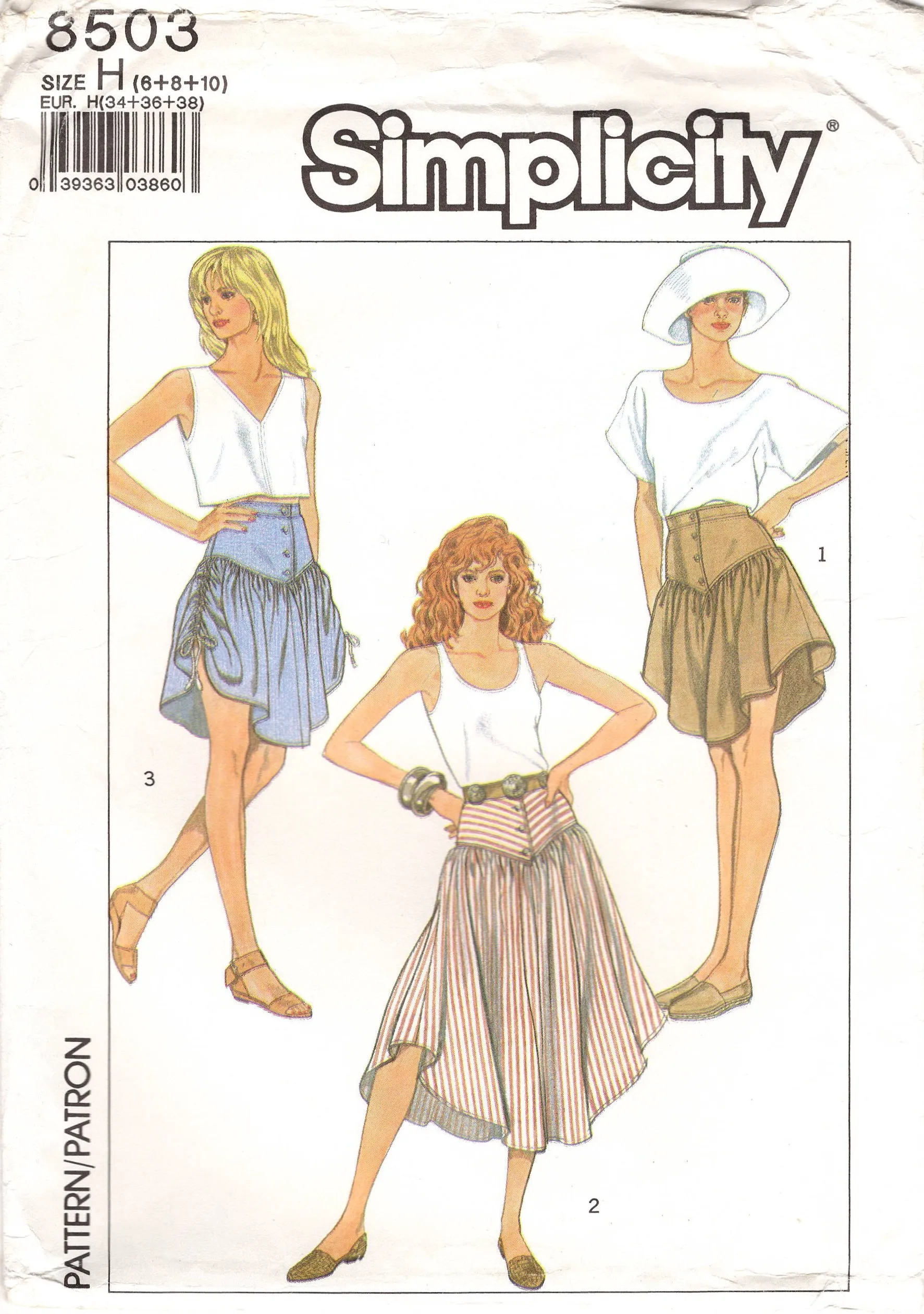 1980's Simplicity Yoked Skirt pattern in Two Lengths - Waist 23-25" - No. 8503