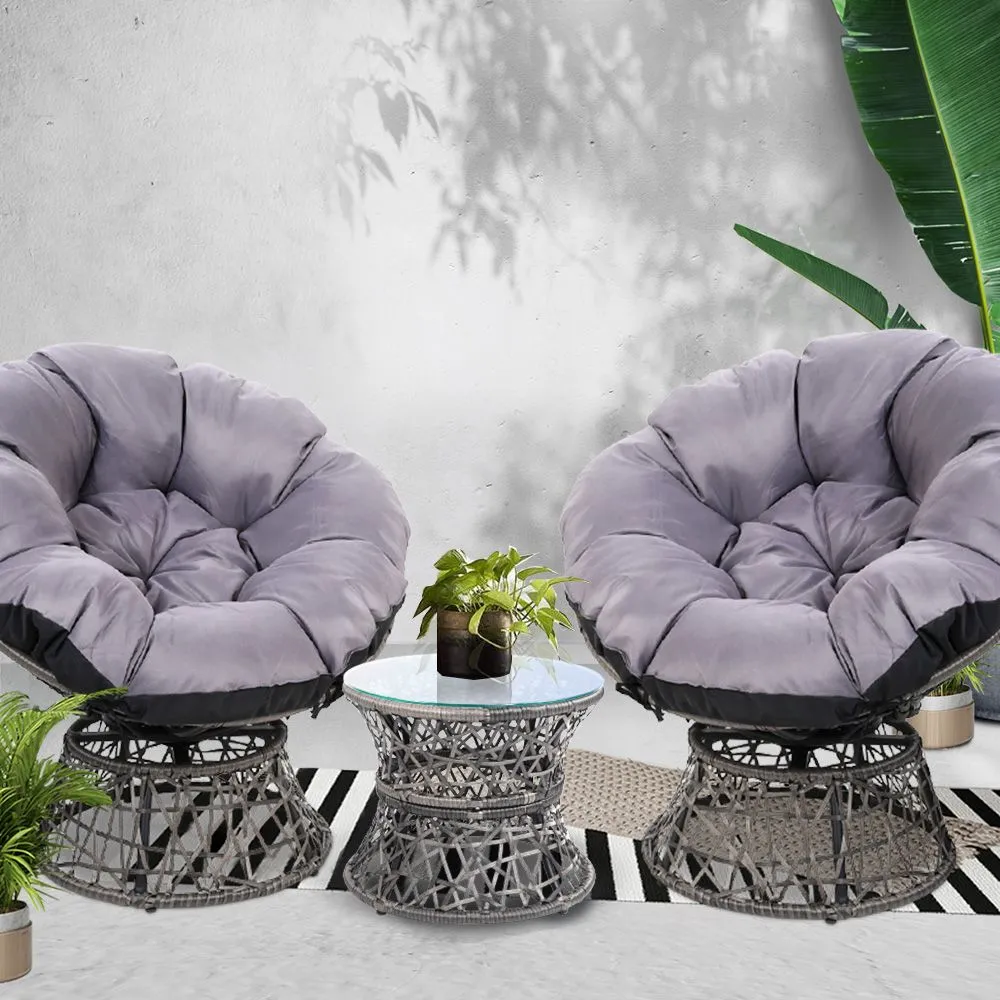 360° Indoor Outdoor Wicker Papasan Chairs Set Gardeon