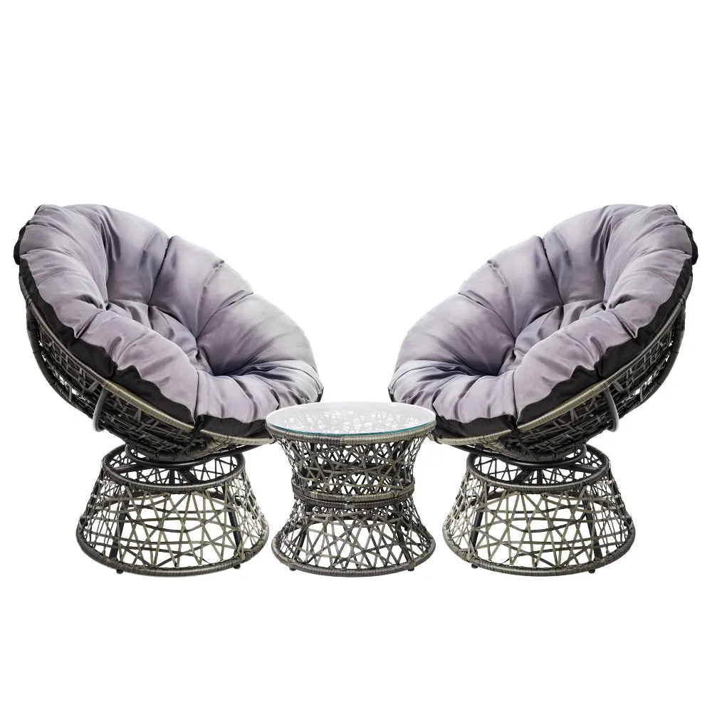 360° Indoor Outdoor Wicker Papasan Chairs Set Gardeon