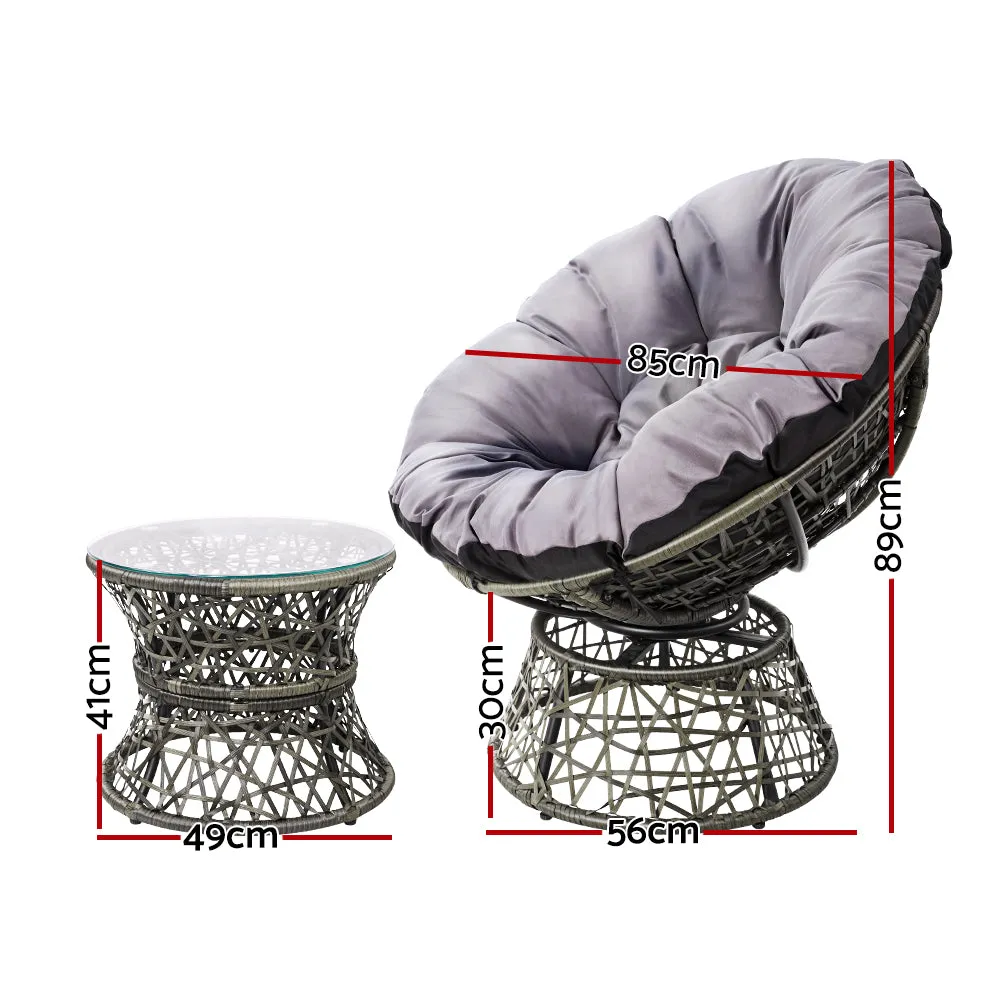 360° Indoor Outdoor Wicker Papasan Chairs Set Gardeon