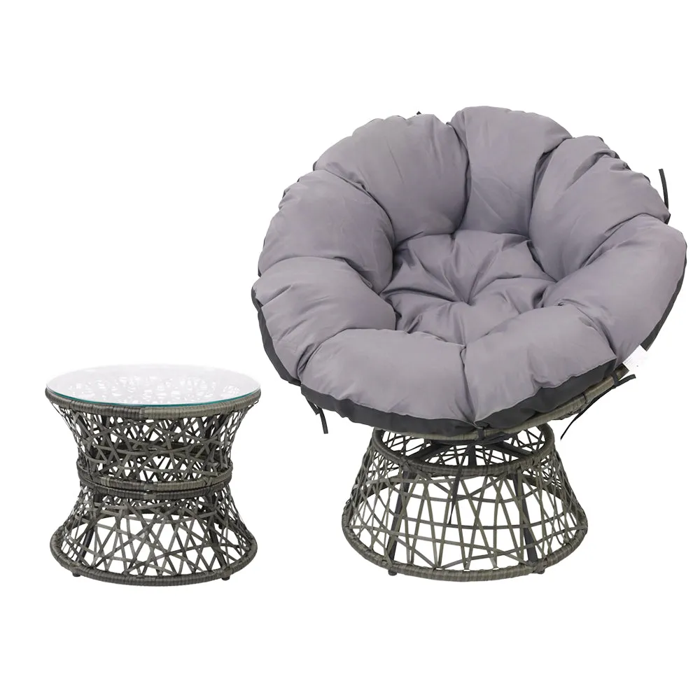 360° Indoor Outdoor Wicker Papasan Chairs Set Gardeon