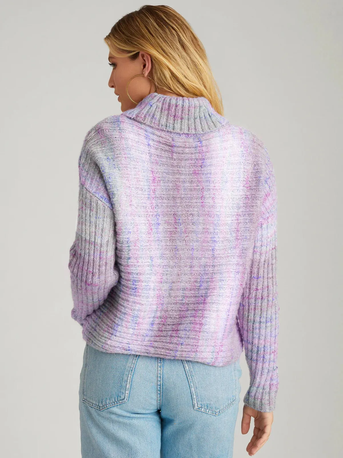 525 America Lizzie Space Dye Rib Turtleneck in Purple Rose Multi