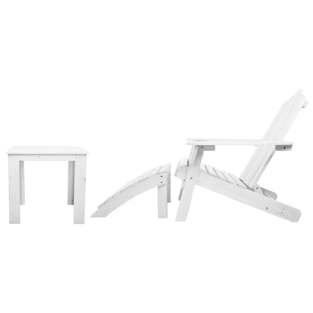 5PC White Wooden UV-Resistant Adirondack Set - Gardeon