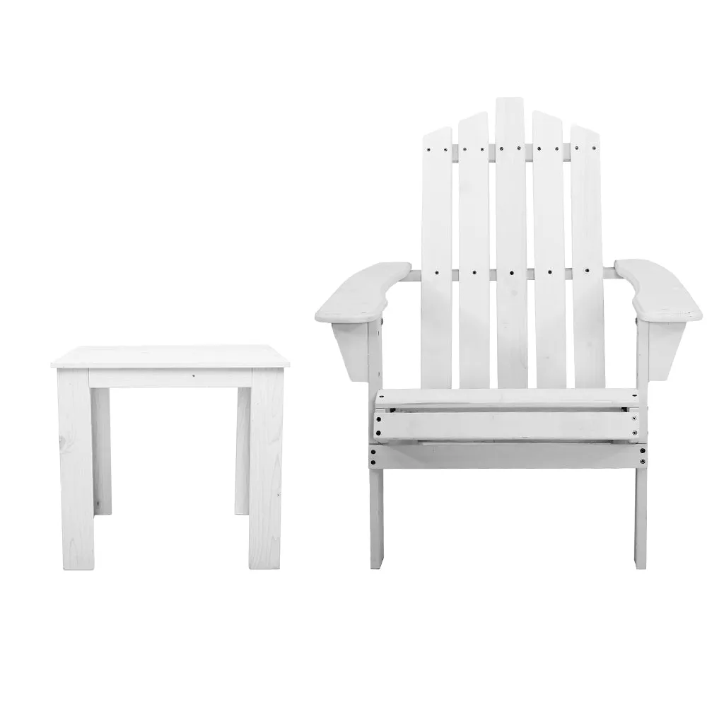 5PC White Wooden UV-Resistant Adirondack Set - Gardeon