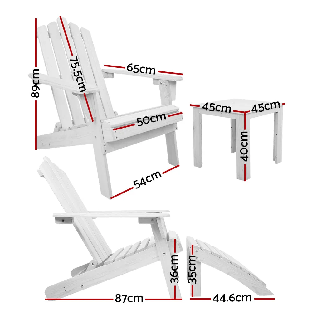 5PC White Wooden UV-Resistant Adirondack Set - Gardeon