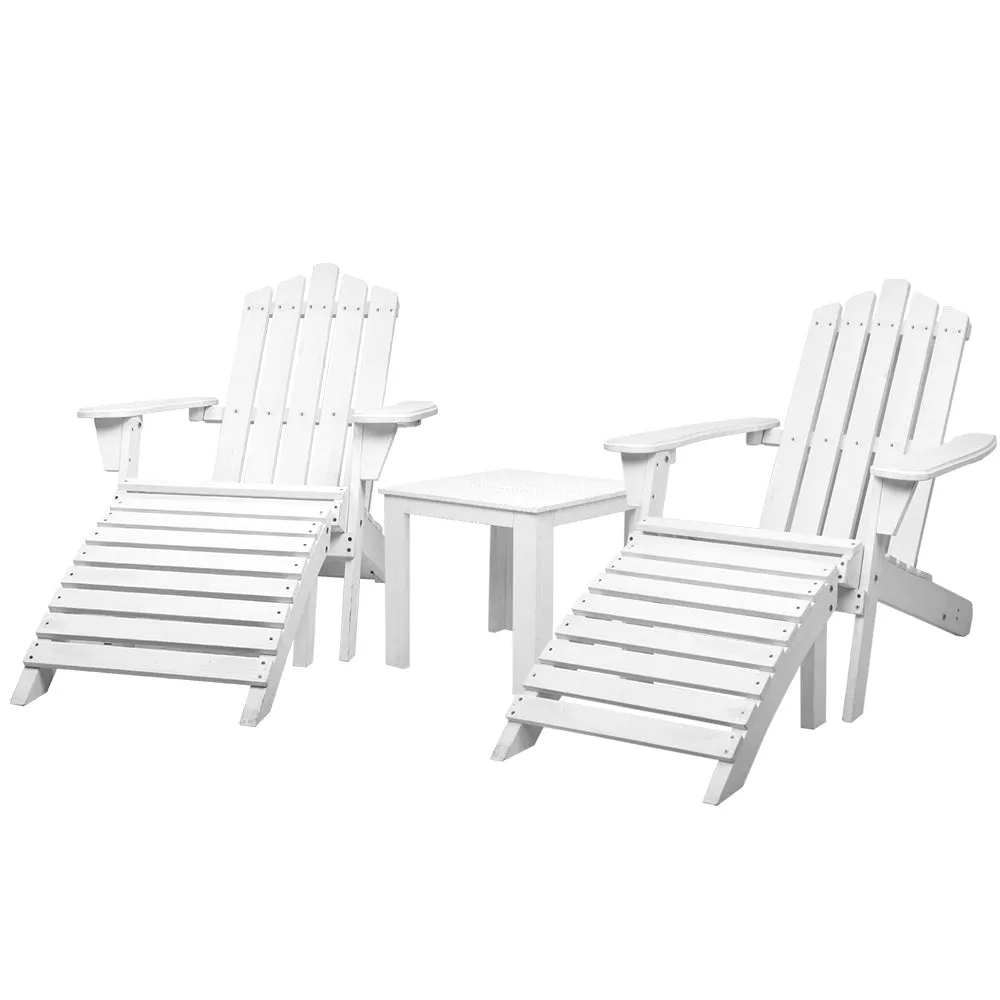 5PC White Wooden UV-Resistant Adirondack Set - Gardeon