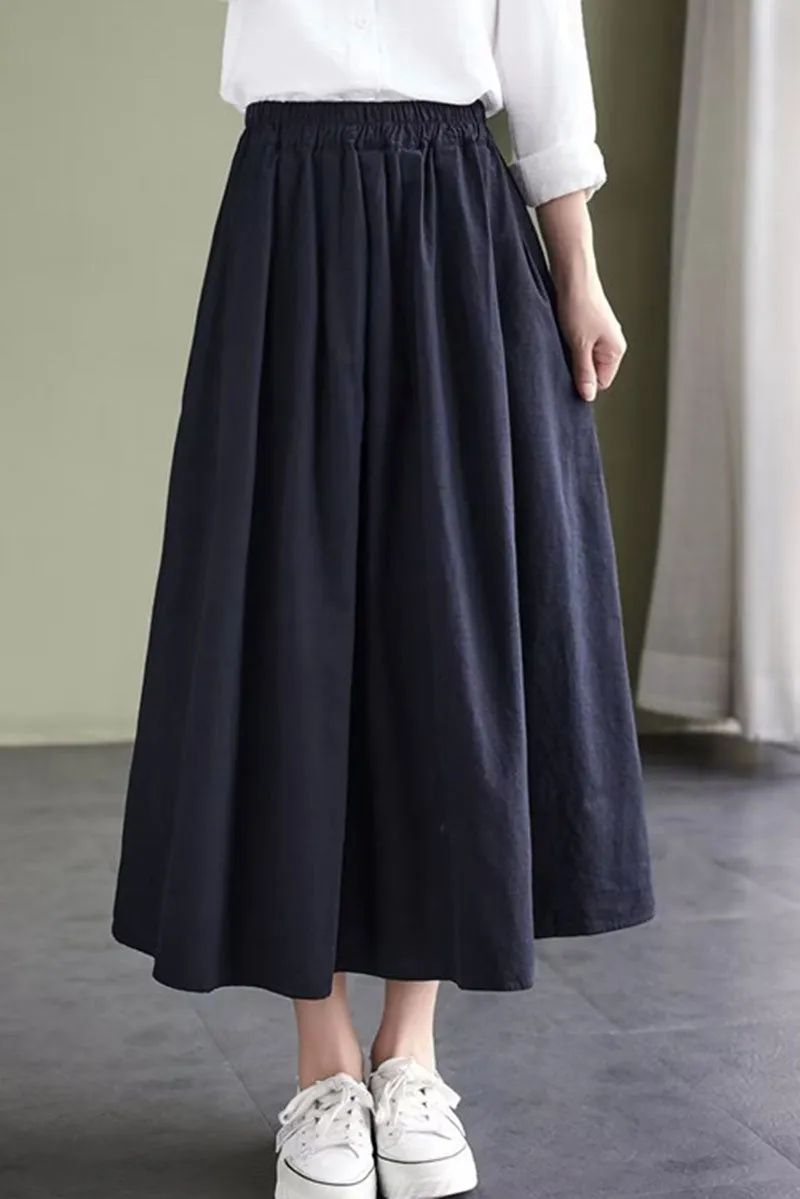 A-line Long oversize linen skirt c3877