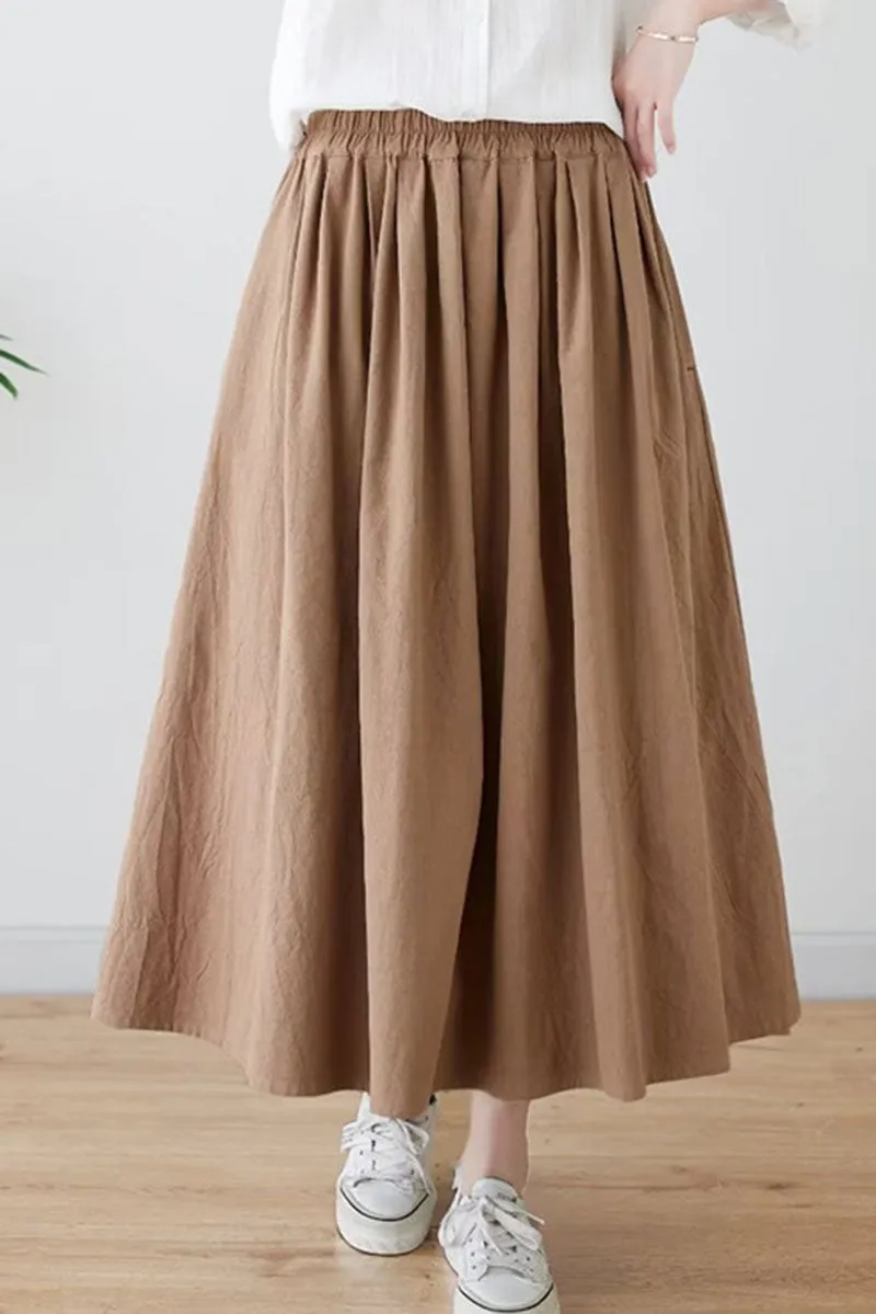 A-line Long oversize linen skirt c3877