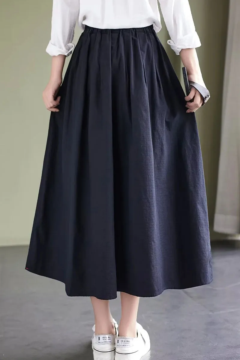 A-line Long oversize linen skirt c3877