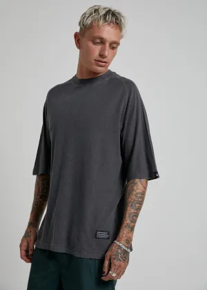 Afends Mens Raw - Hemp Raglan Tee - Stone Black