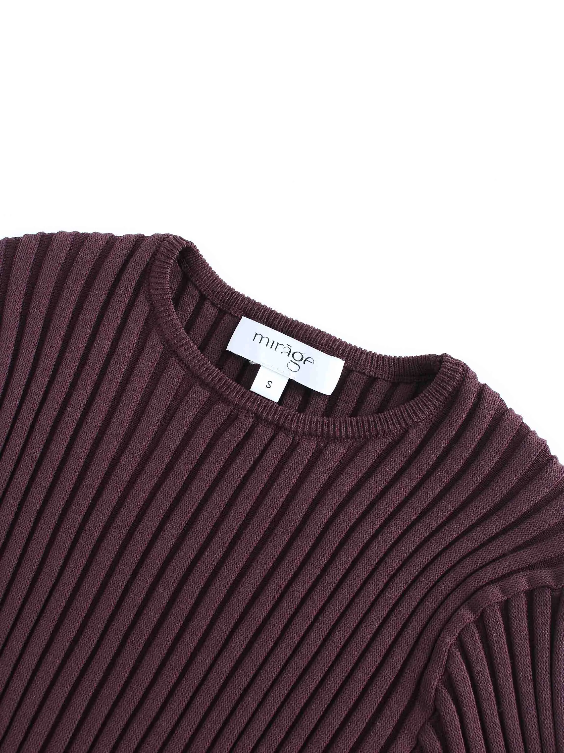 Balloon Sleeve Sweater-Maroon/Pink