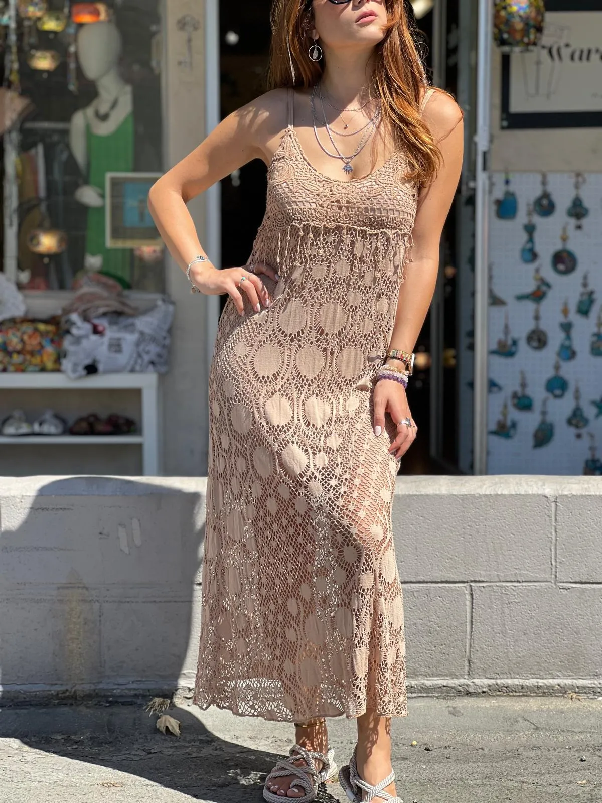 Beige Lace Dress