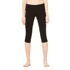 Bella   Canvas Women's Black Cotton/Spandex Capri Fit Legging