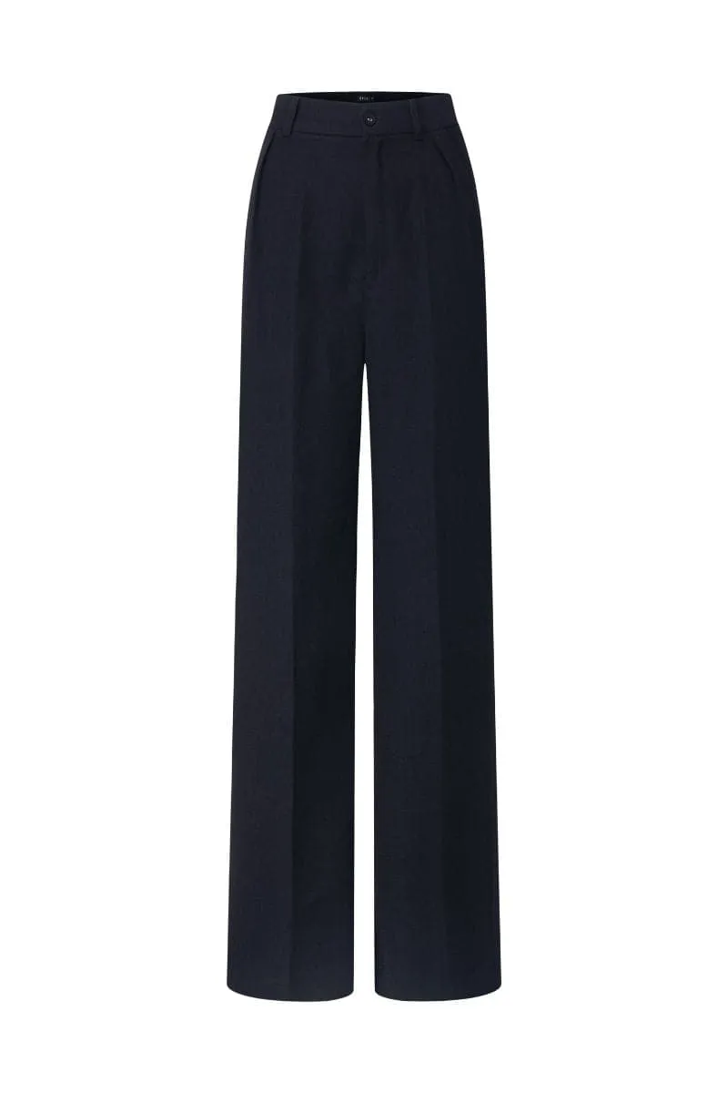 BLACK BARBARA TEXTURE STRAIGHT PANTS