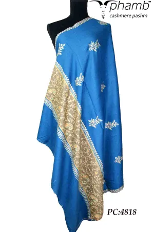 blue embroidery shawl - 4818