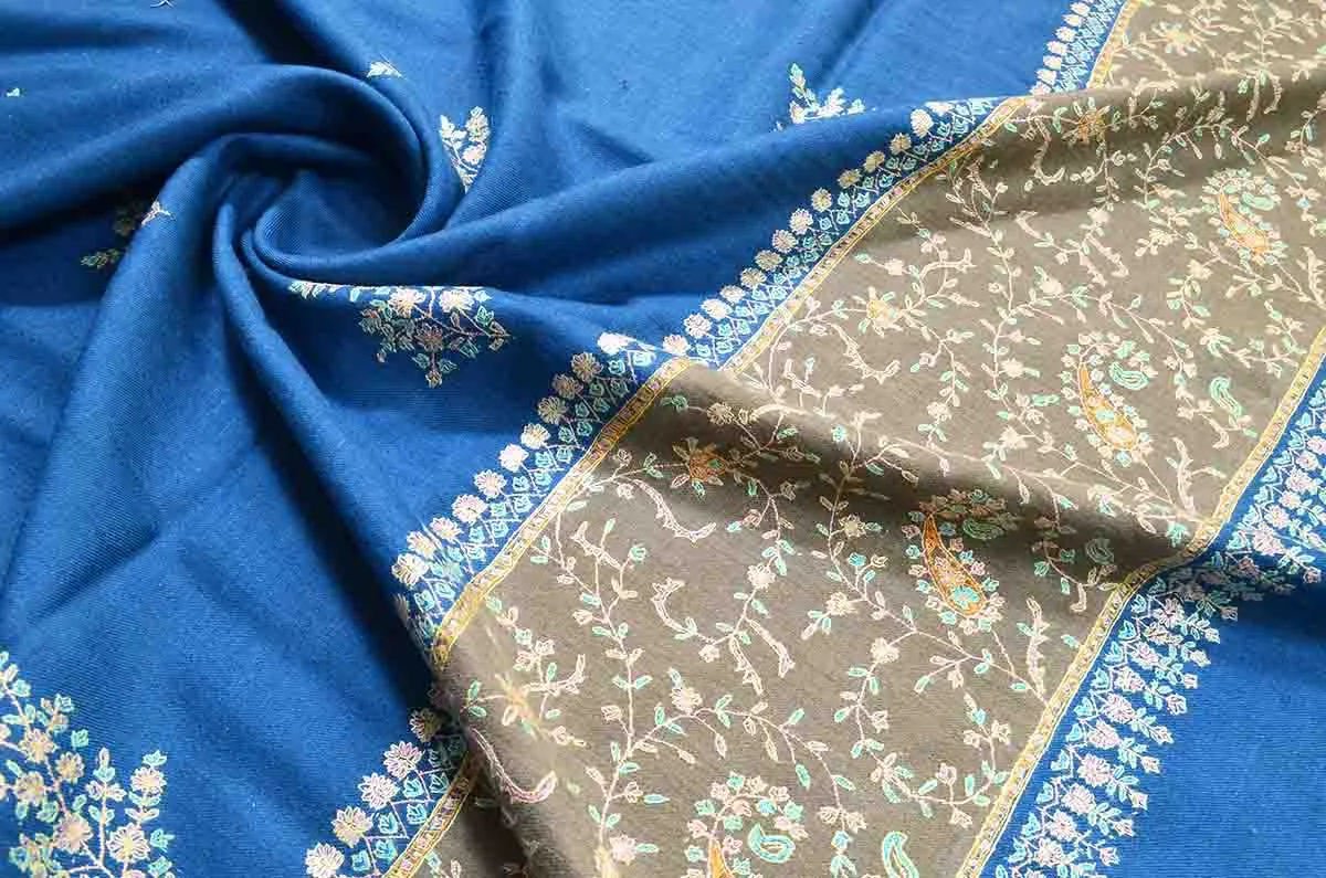 blue embroidery shawl - 4818