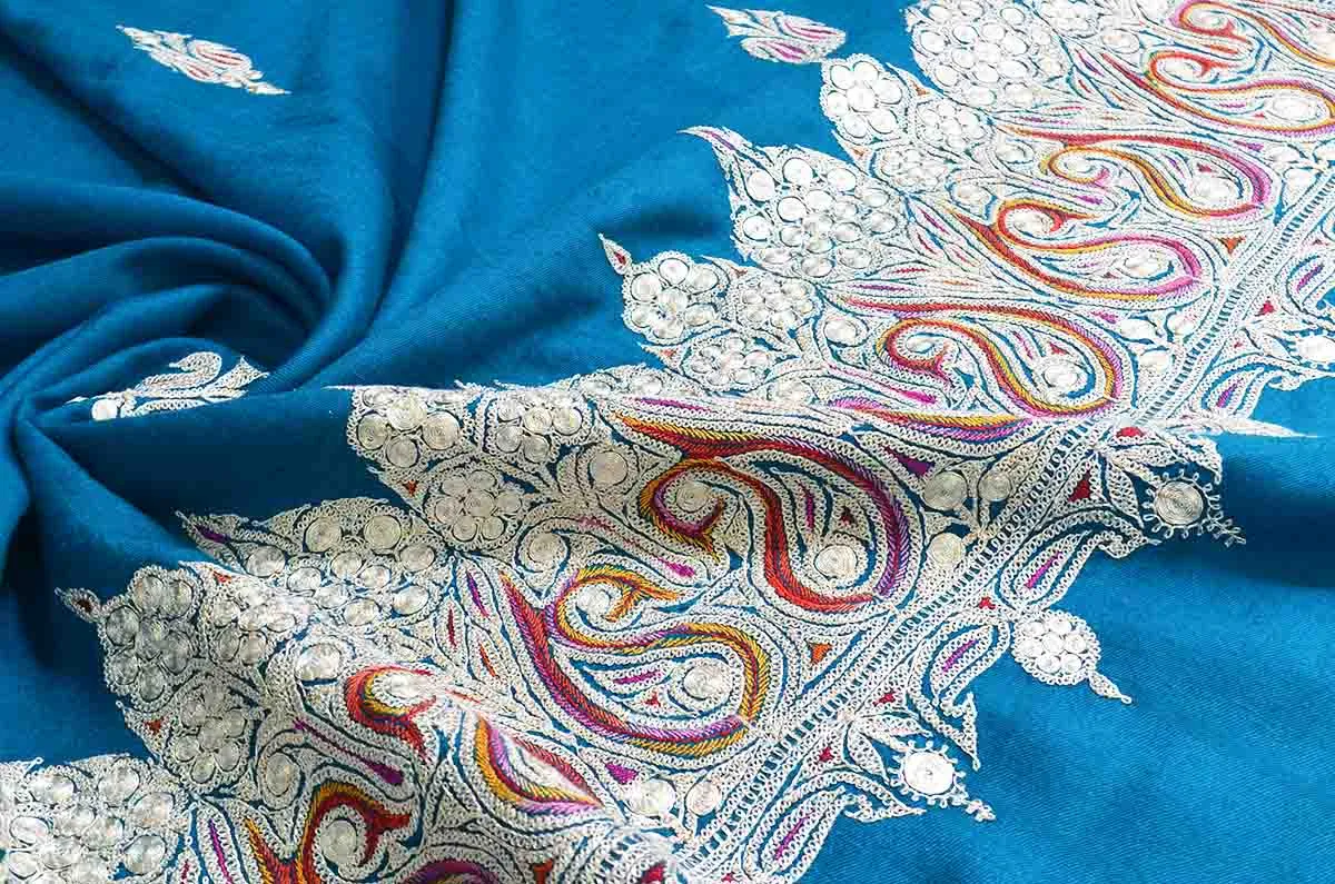 Blue tilla shawl - 4906