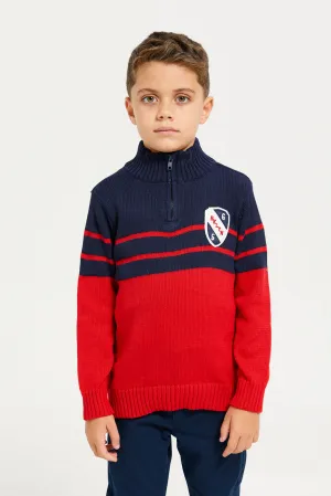 Boys Red High-Neck Sweater