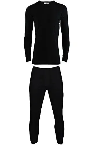 B.U.L ® 2 Mens Extrem Hot Thermal Underwear Set Long Sleeve Vest & Long Johns Suitable for Winter, Outdoor Work, Travel, Camping & Ski Wear Size S-XL (XXLARGE, Black)