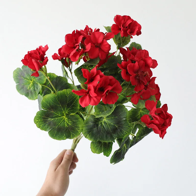 Bulk 16.5 inches Tall Geranium Bush Faux Flowers UV Resistant for Outdoors and Indoors Wholesale