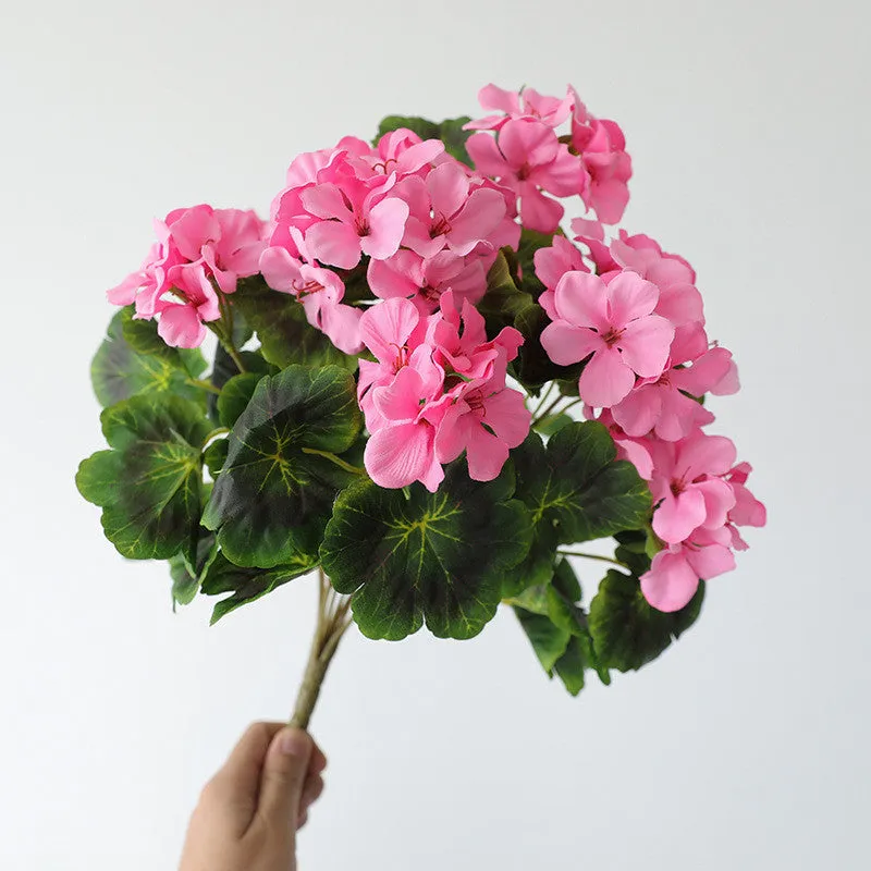 Bulk 16.5 inches Tall Geranium Bush Faux Flowers UV Resistant for Outdoors and Indoors Wholesale