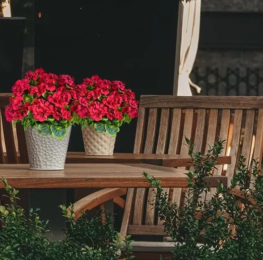 Bulk 16.5 inches Tall Geranium Bush Faux Flowers UV Resistant for Outdoors and Indoors Wholesale