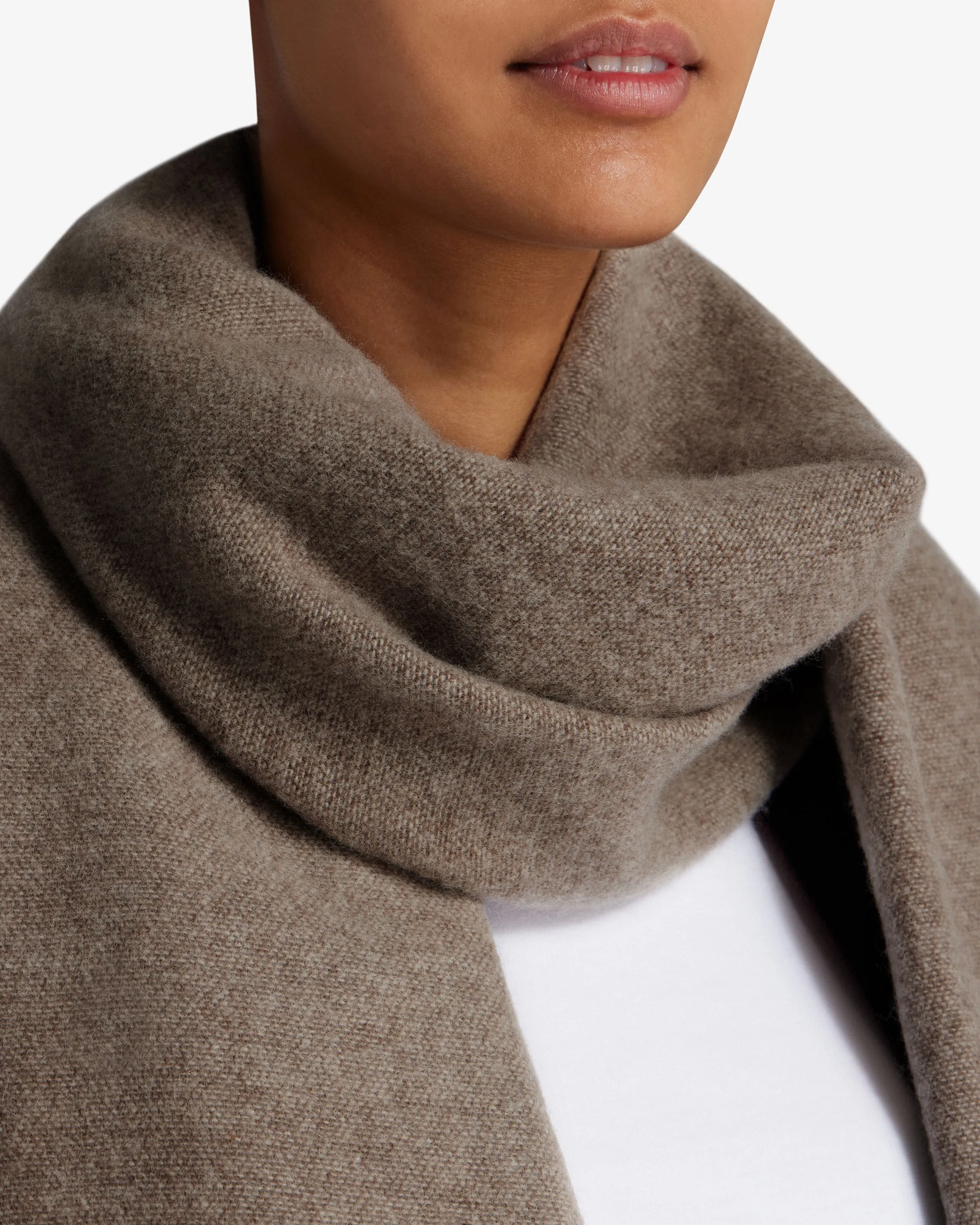 Cashmere Wool Strathberry Logo Scarf - Dashund/Oat