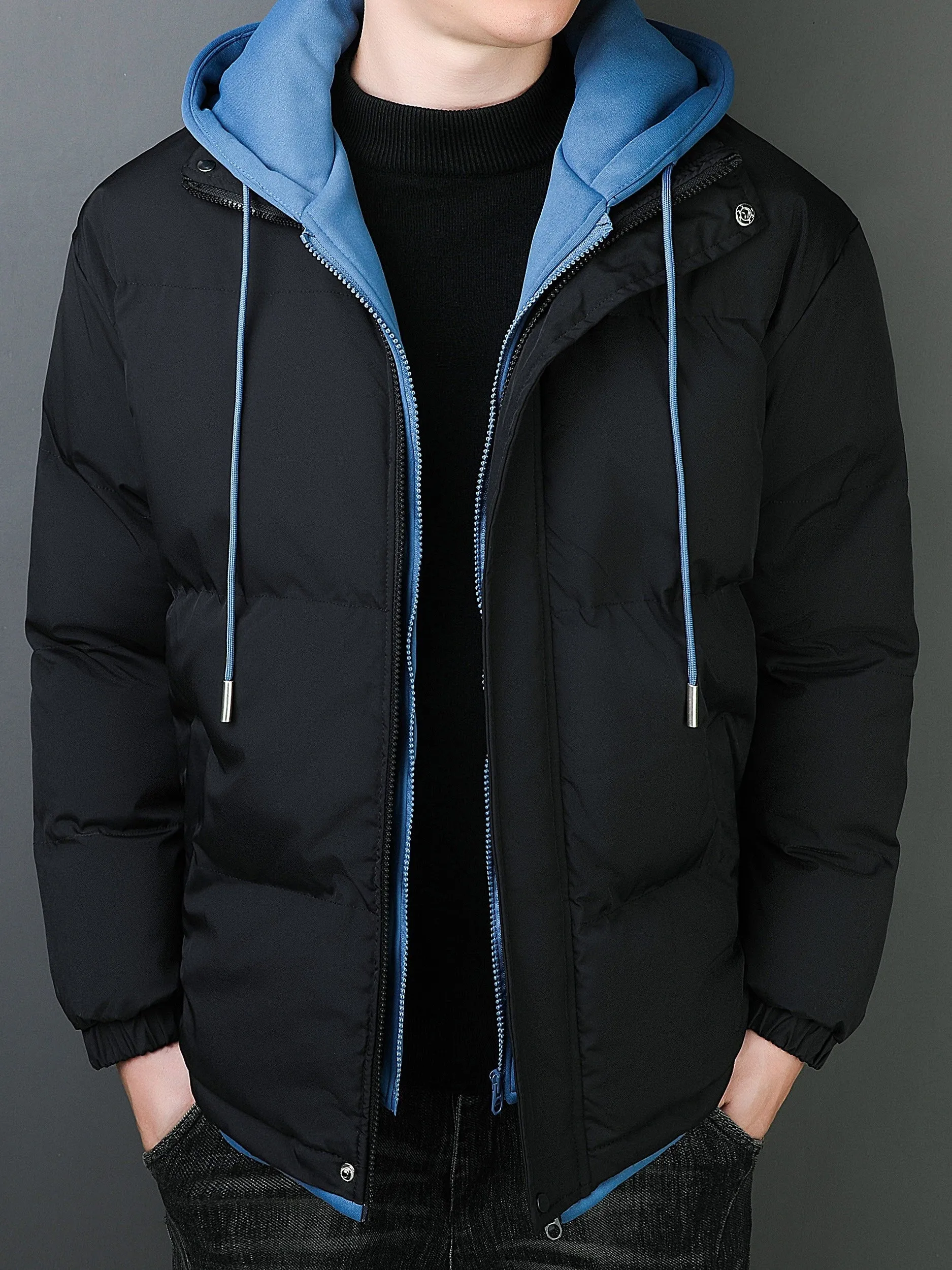 Casual Fake Two Piece Hooded Winter Jacket for Men | Perfect for Casual Days