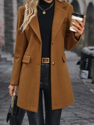 Casual Long Sleeve Solid Color Coat