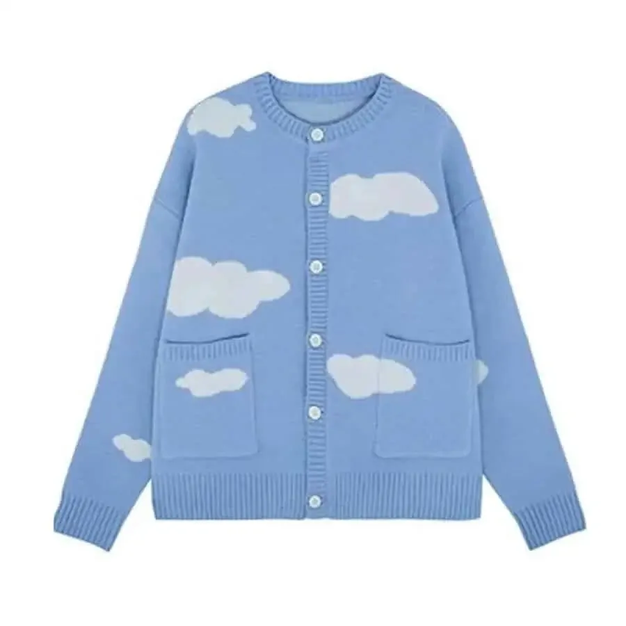 Clouds Oversized O Neck Knitted Long Sleeve Cardigan