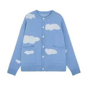 Clouds Oversized O Neck Knitted Long Sleeve Cardigan