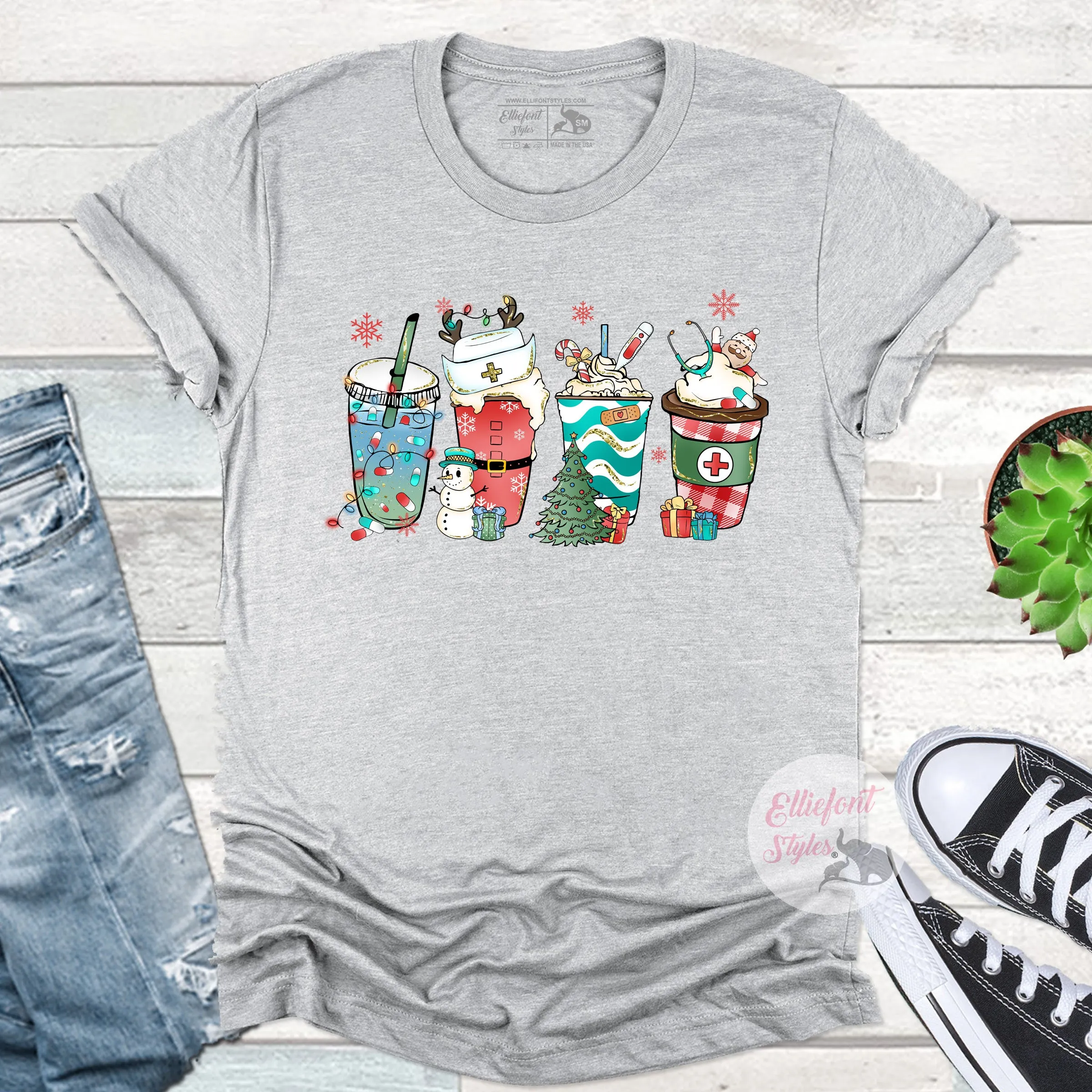 Coffee Latte Nurse Christmas Shirt