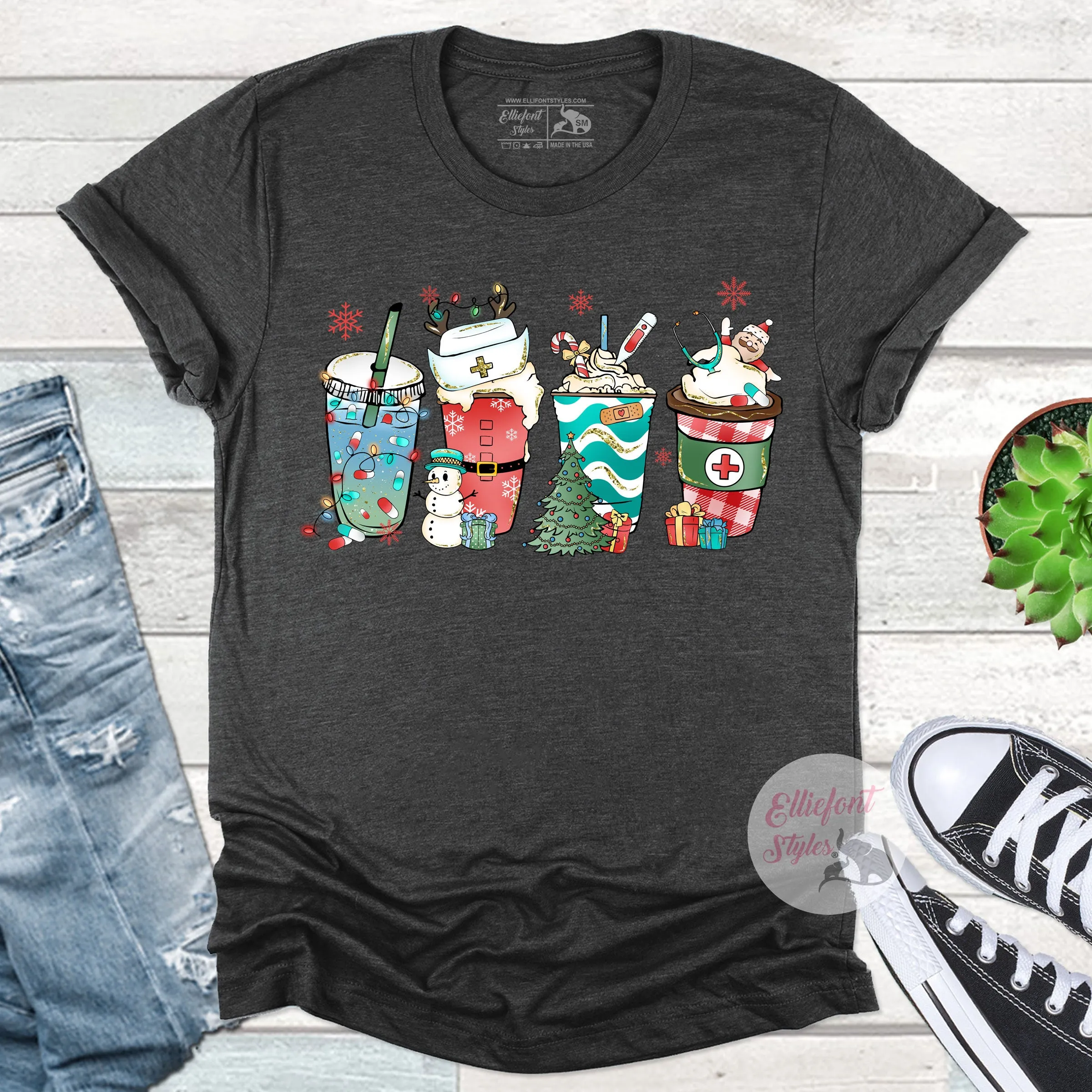 Coffee Latte Nurse Christmas Shirt