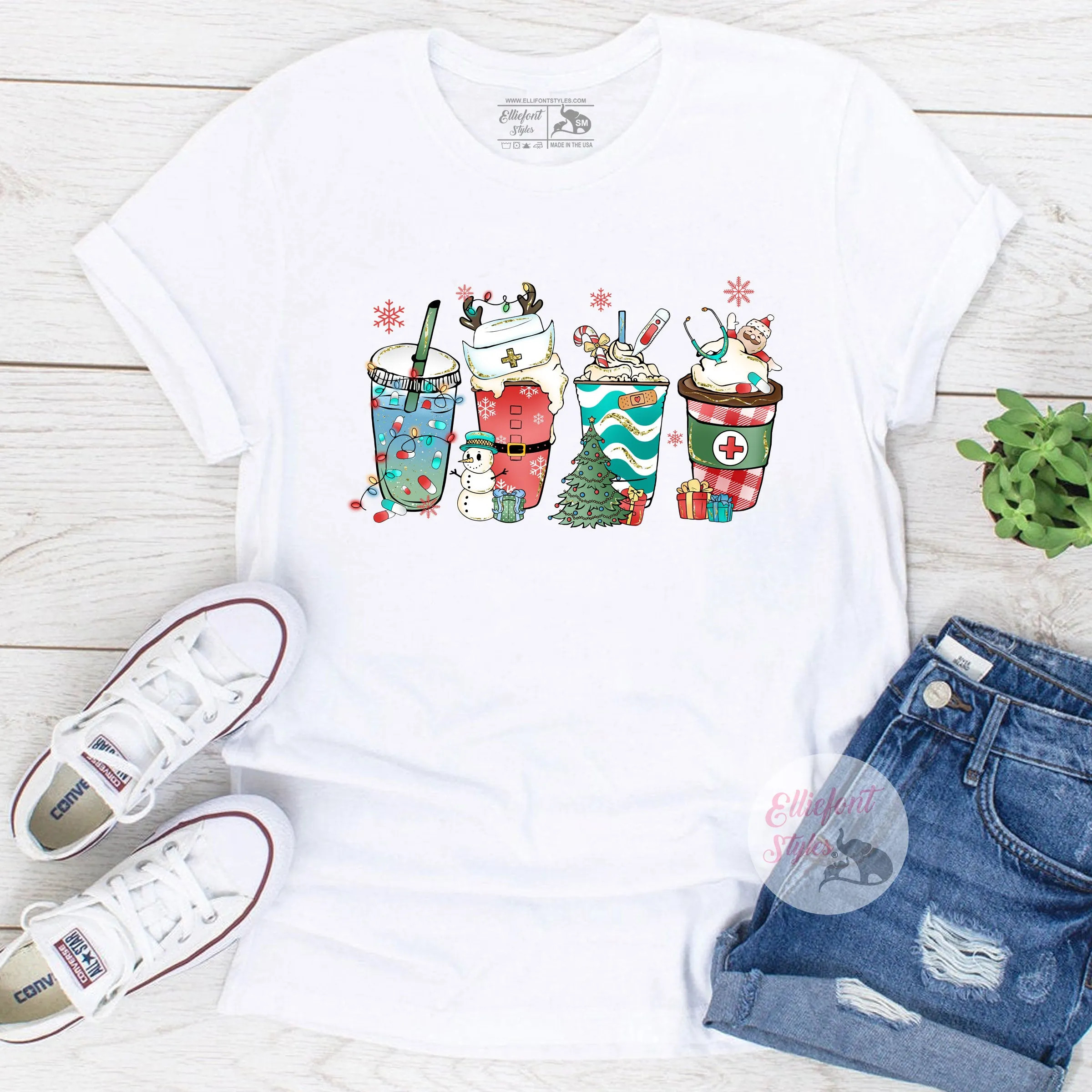 Coffee Latte Nurse Christmas Shirt