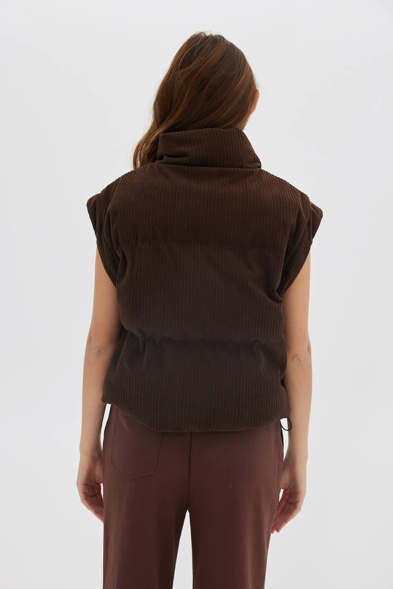 Corduroy Puffer/Vest - Chocolate