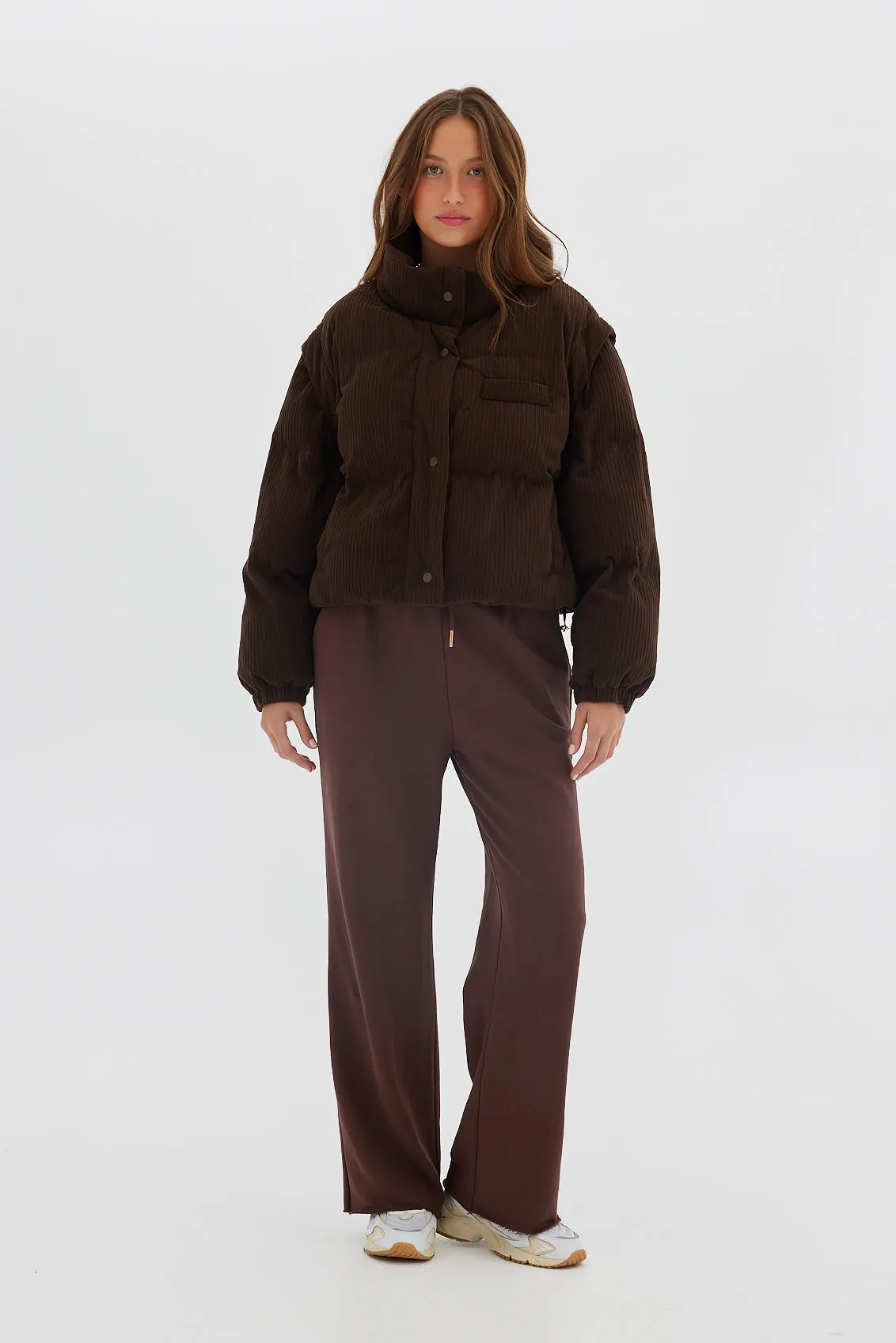 Corduroy Puffer/Vest - Chocolate