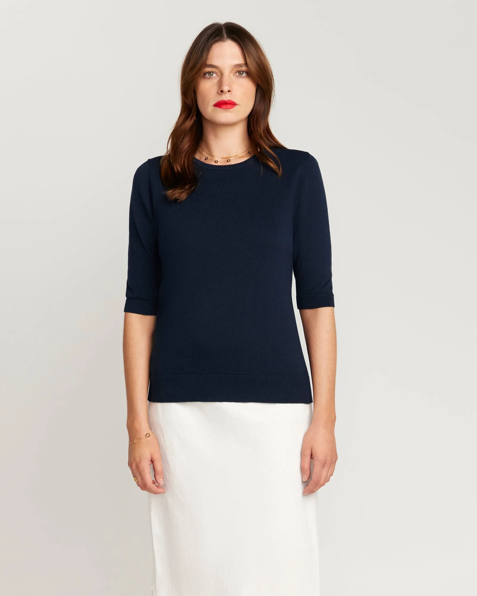 Cotton And Cashmere Top - Navy Blue