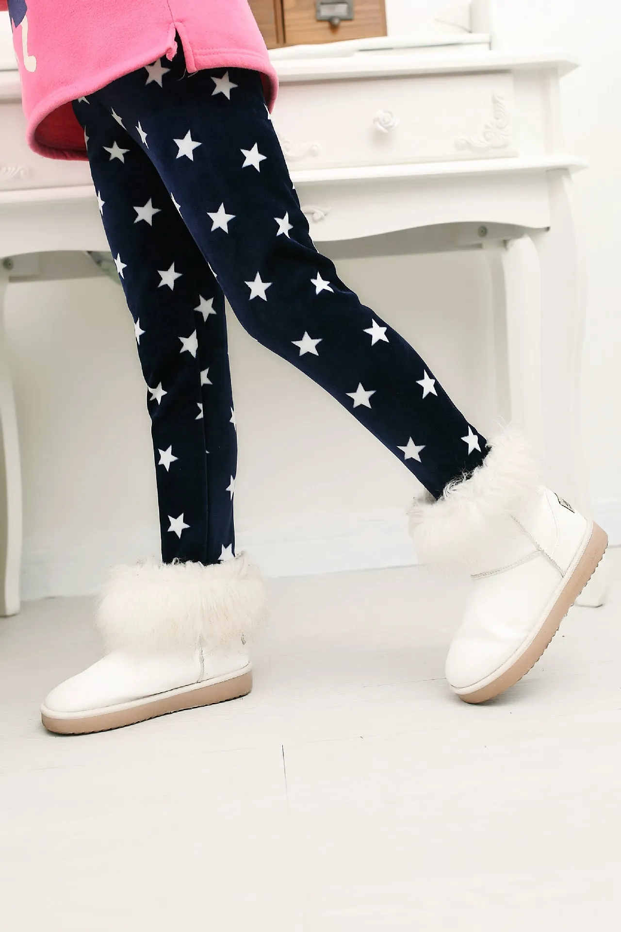 Cozy Comfort: Girls' Acetate Warm Leggings