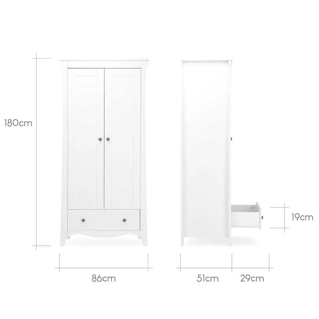 CuddleCo Clara 2-Door Double Wardrobe - White