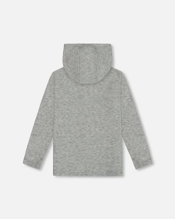 Dark Gray Mix Super Soft Brushed Hooded T-Shirt With Pocket