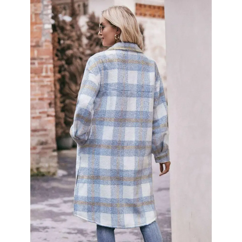 Elevate Your Wardrobe with the Mandy Plaid Slit Coat in Luxury Fashion