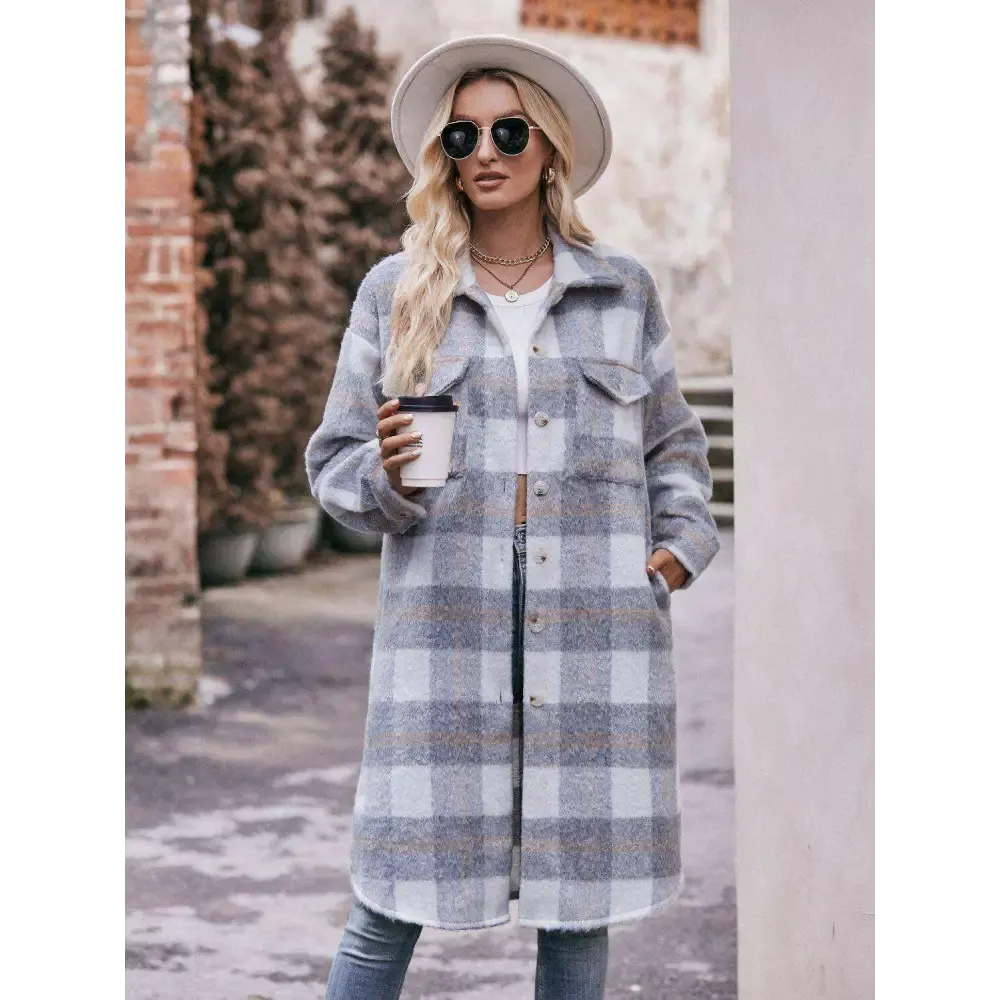 Elevate Your Wardrobe with the Mandy Plaid Slit Coat in Luxury Fashion