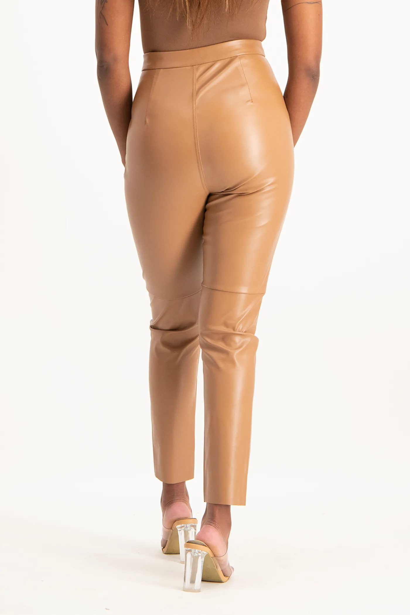 Esme Faux Leather Pants - Camel