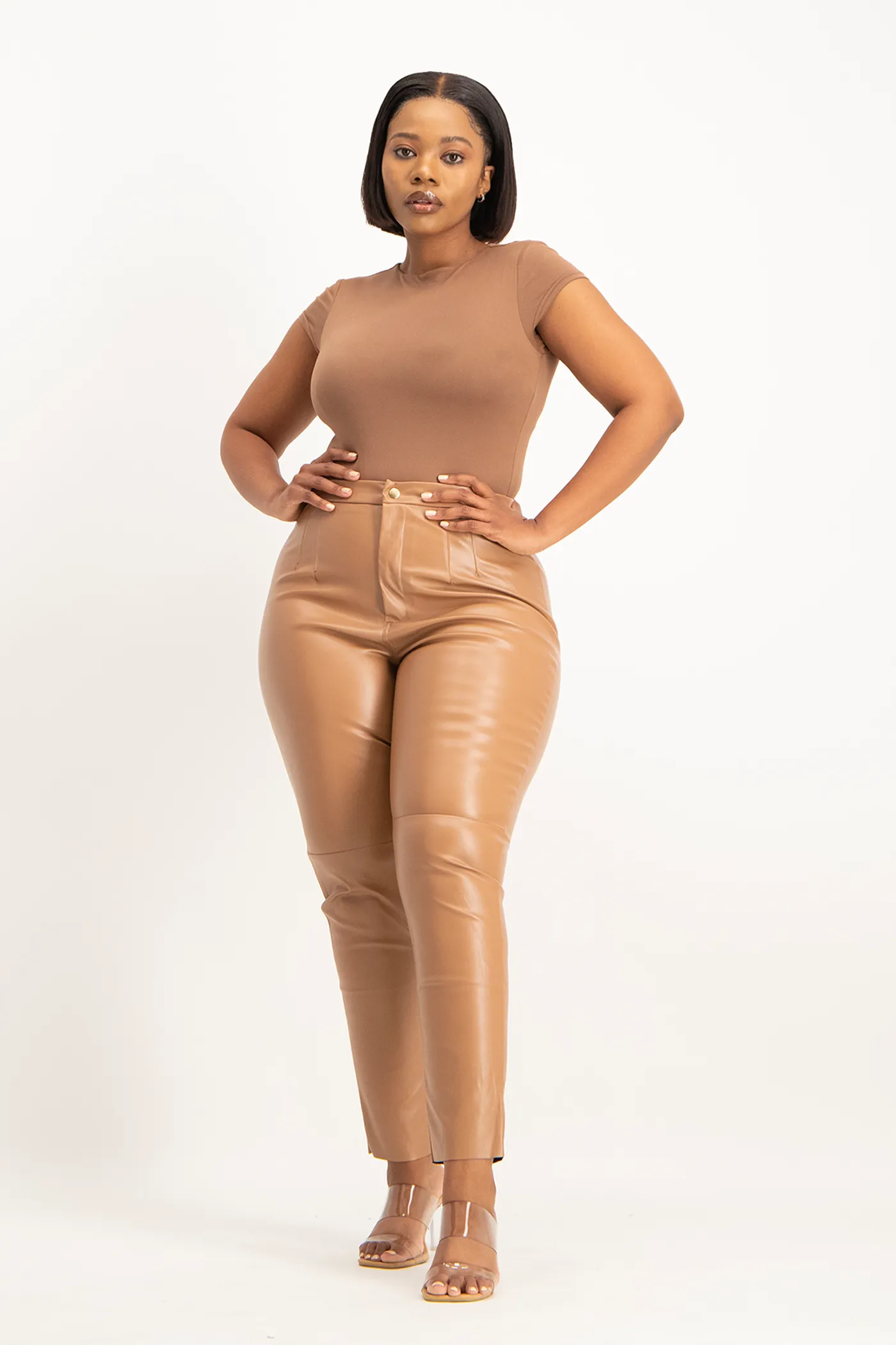 Esme Faux Leather Pants - Camel