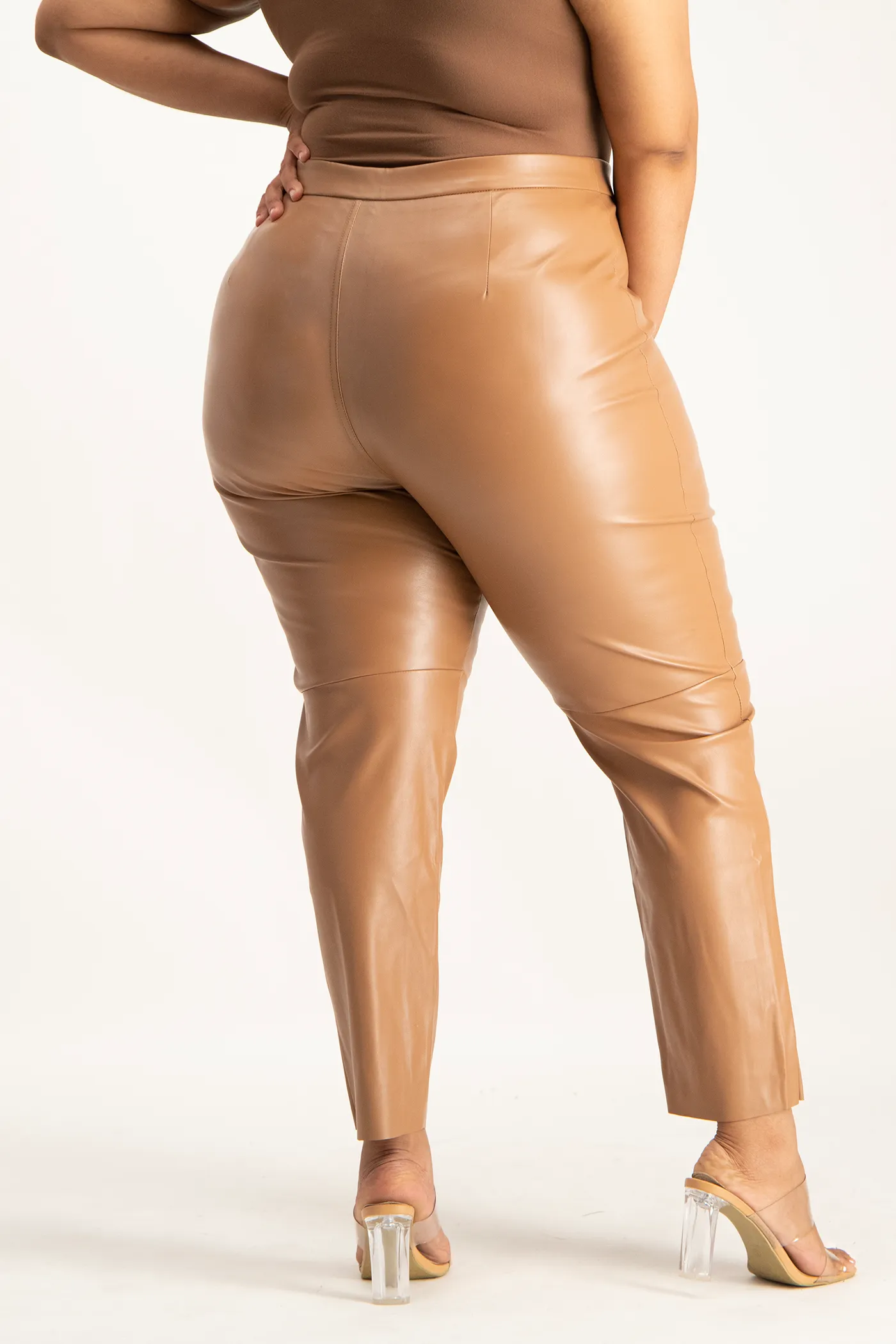 Esme Faux Leather Pants - Camel