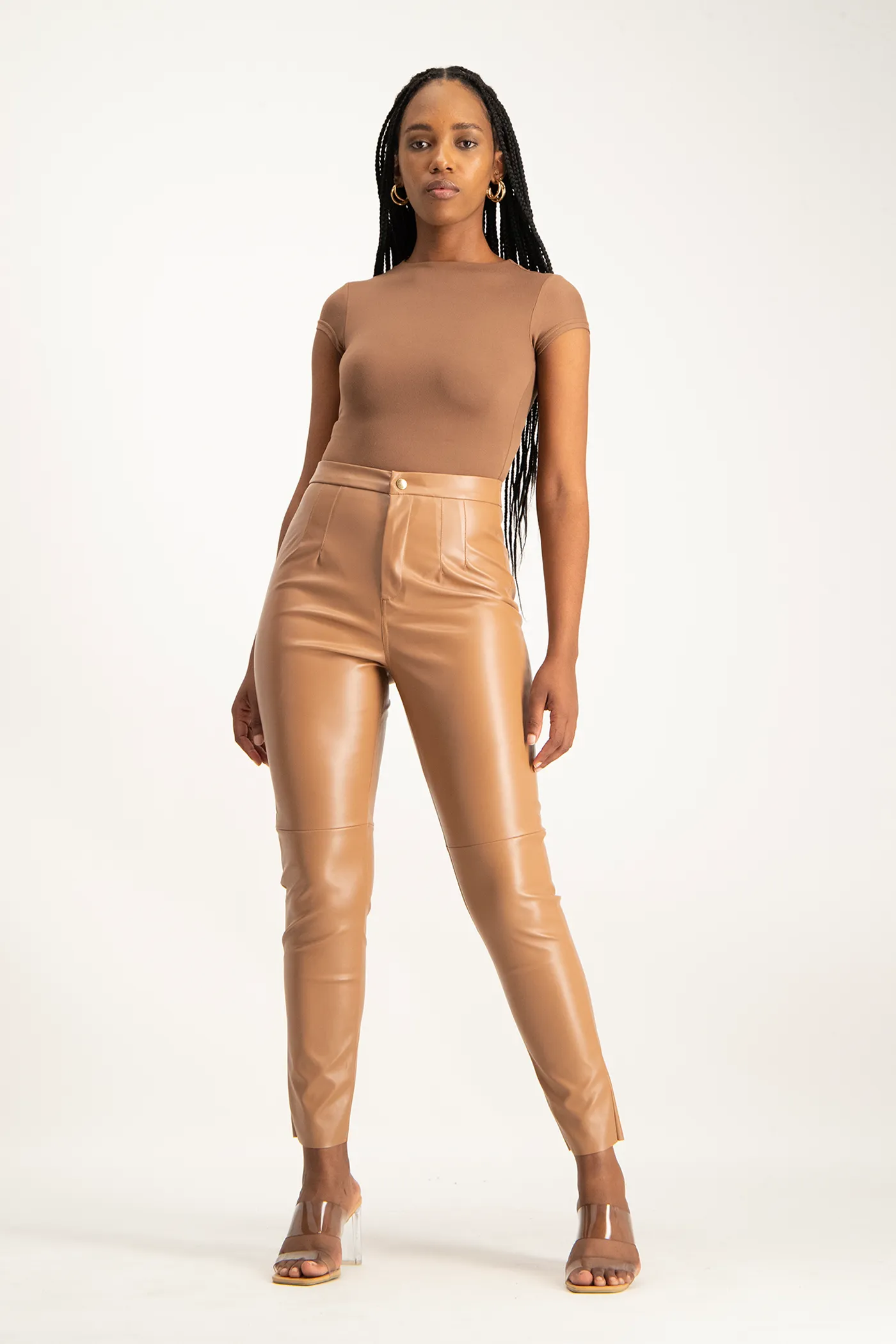 Esme Faux Leather Pants - Camel